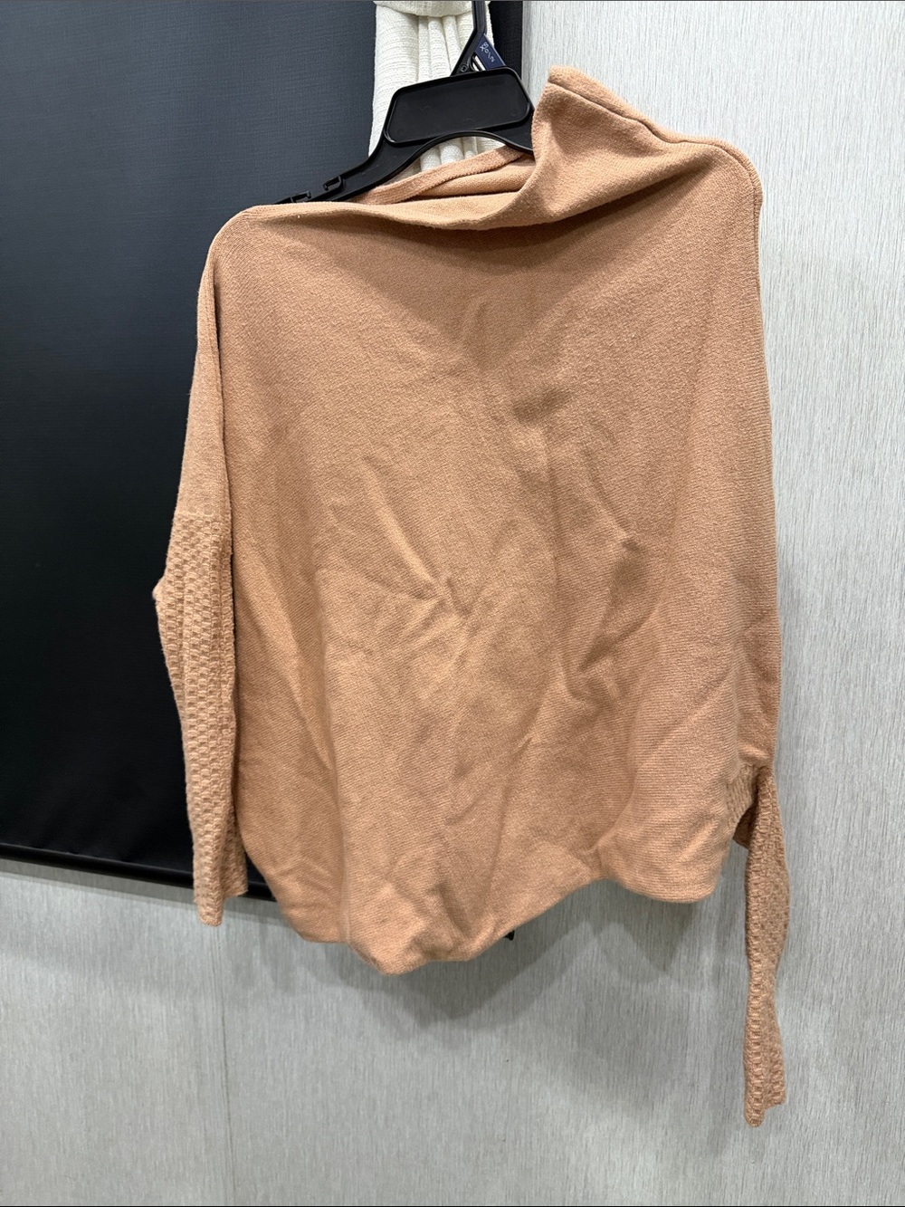 Soft Cowl Neck Long Sleeve Sweater - Camel